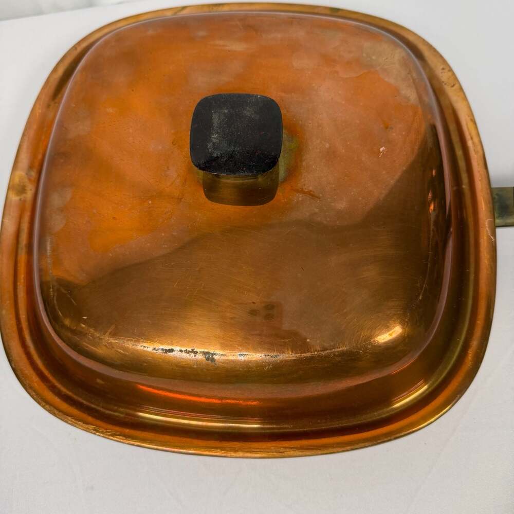 Vintage Bridgeport Copperware 10 Inch Square Skillet with Lid - Picture 2 of 9